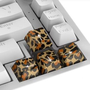 🐆⌨️ CHEETAH PRINT KEYBOARD CUTE PACK 🖤| MX Mechanical Keycaps+Spacebar - NWT